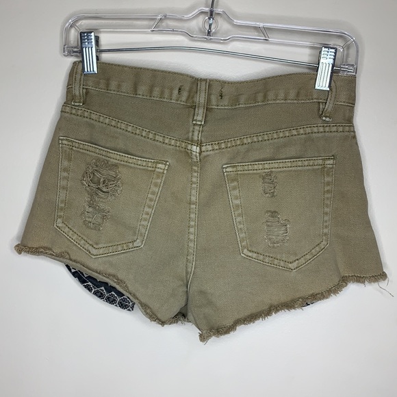 Forever 21 | Green Gold Studded Distressed Shorts - Picture 6 of 10